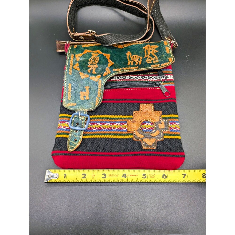 Womens Small Bohemian Striped Multicolor Crossbody Bag Zip Buckle Adjustable
